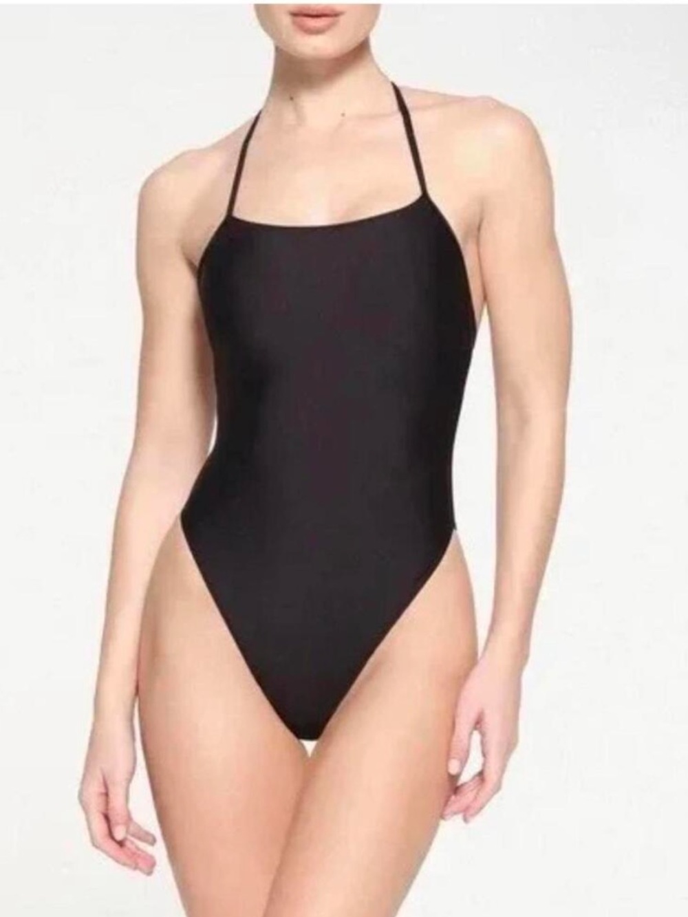 SKIMS Black One-Piece Halter Swim Suit